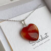 Carnelian heart pendant necklace silver (A set)